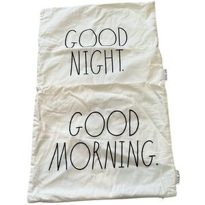 Rae Dunn White Pillowcover Set - Good Night Good Morning